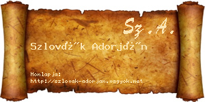 Szlovák Adorján névjegykártya